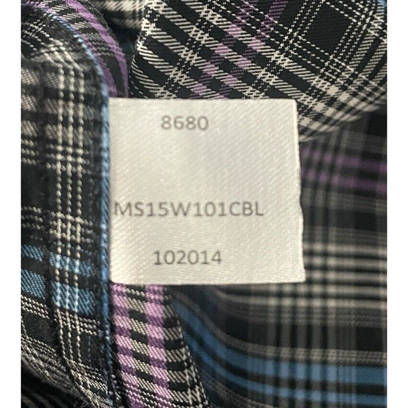 Peter Millar Button Down Men Shirt M Plaid Long Sleeve Purple Blue Cotton Preppy - Picture 9 of 14